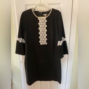 Shoshanna Embroidered Shift Dress with White Floral Accents